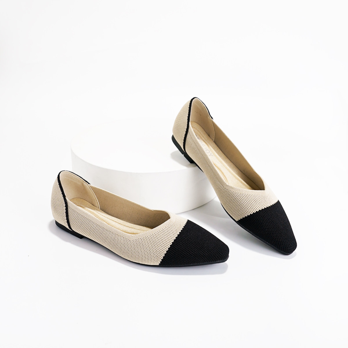 rerejoy王妃鞋2022秋新款飞编针织渐变色透气软女平底单鞋qc6390