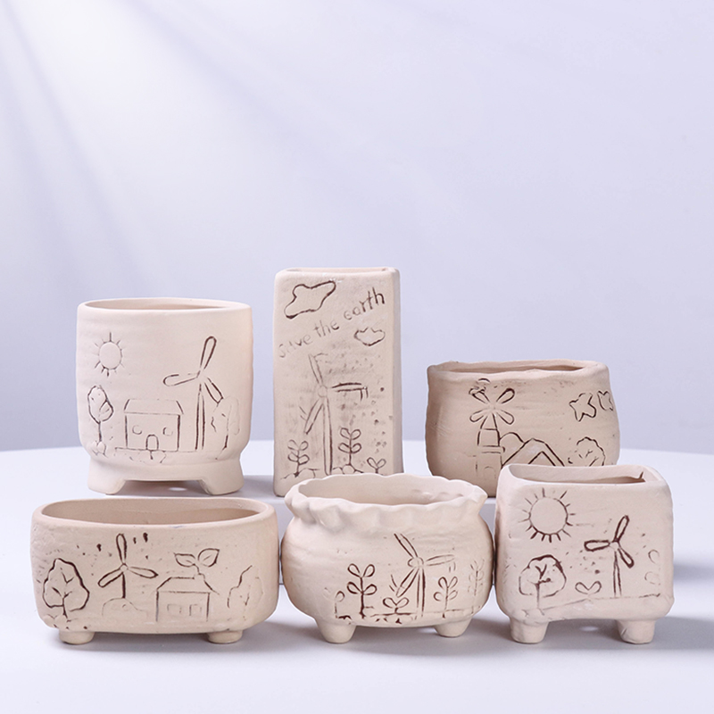 多肉花盆粗陶简约透气百搭款