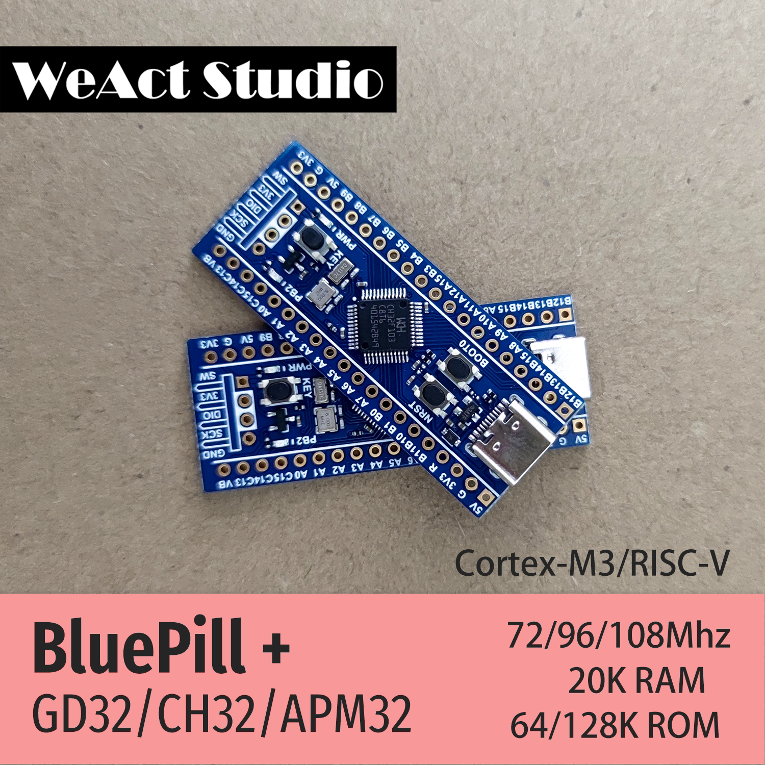 Bluepill Weact+ GD/APM/CH32F/V103CB/C8T6 core сердце панель развивать панель