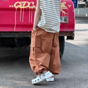 貌貌妈家2024夏季新款韩版男女童多色工装百搭长裤儿童工装大口袋