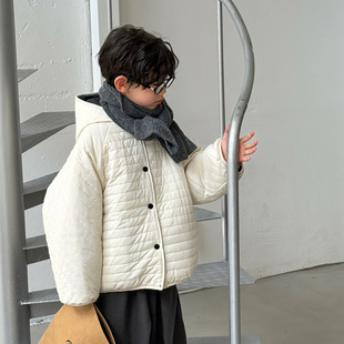 貌貌妈家冬季儿童韩系轻奢感连帽加厚棉衣棉服男女童2面穿外套潮