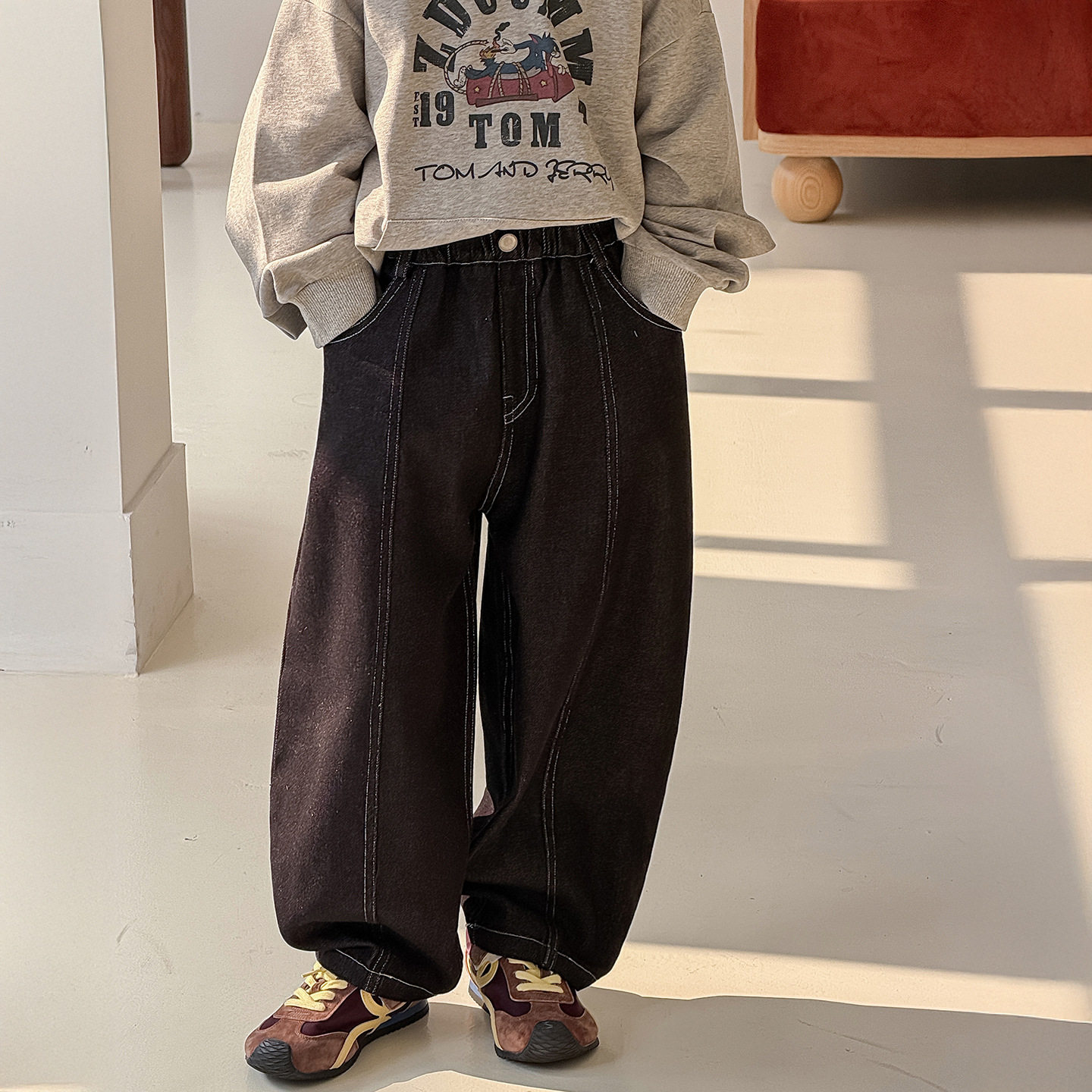 貌貌妈家男童牛仔裤春季韩版童装2026新款儿童百搭宽松黑裤子洋气,童装/婴儿装/亲子装,儿童牛仔裤,淘宝优惠券,粉丝福利购,淘宝优惠卷