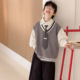 春季 2026新款 韩版 貌貌妈家男童套装 儿童学院风马甲衬衫 3件套洋气