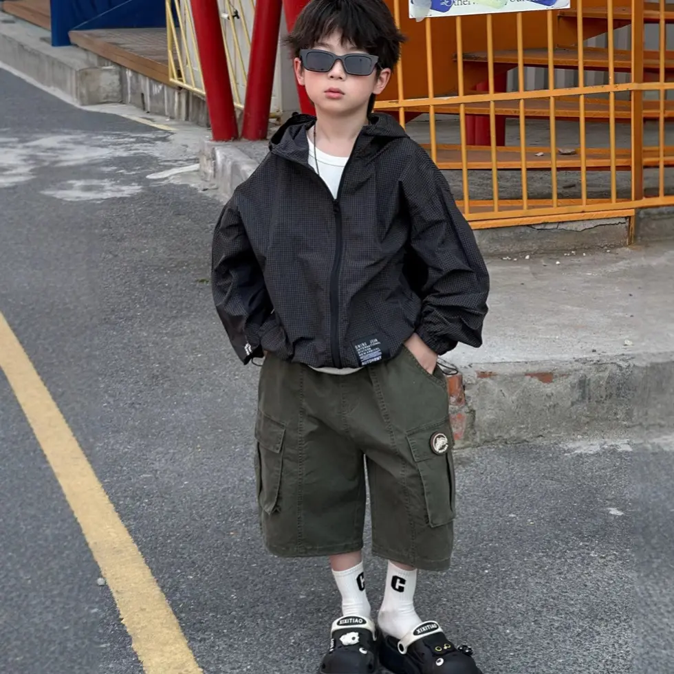 儿童小格子防晒衣宽松洋气防晒服