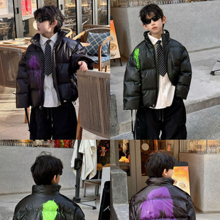 貌貌妈家2025冬季儿童时尚温感变色羽绒服男童免洗90白鸭绒外套潮