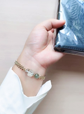 天然绿幽灵水晶绿貔貅水晶手链女