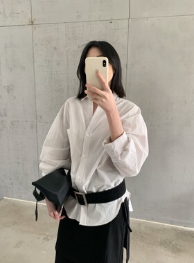 OF2026春季新款韩国宽松显瘦小清新v领衬衫衬衫女上衣  yy26063