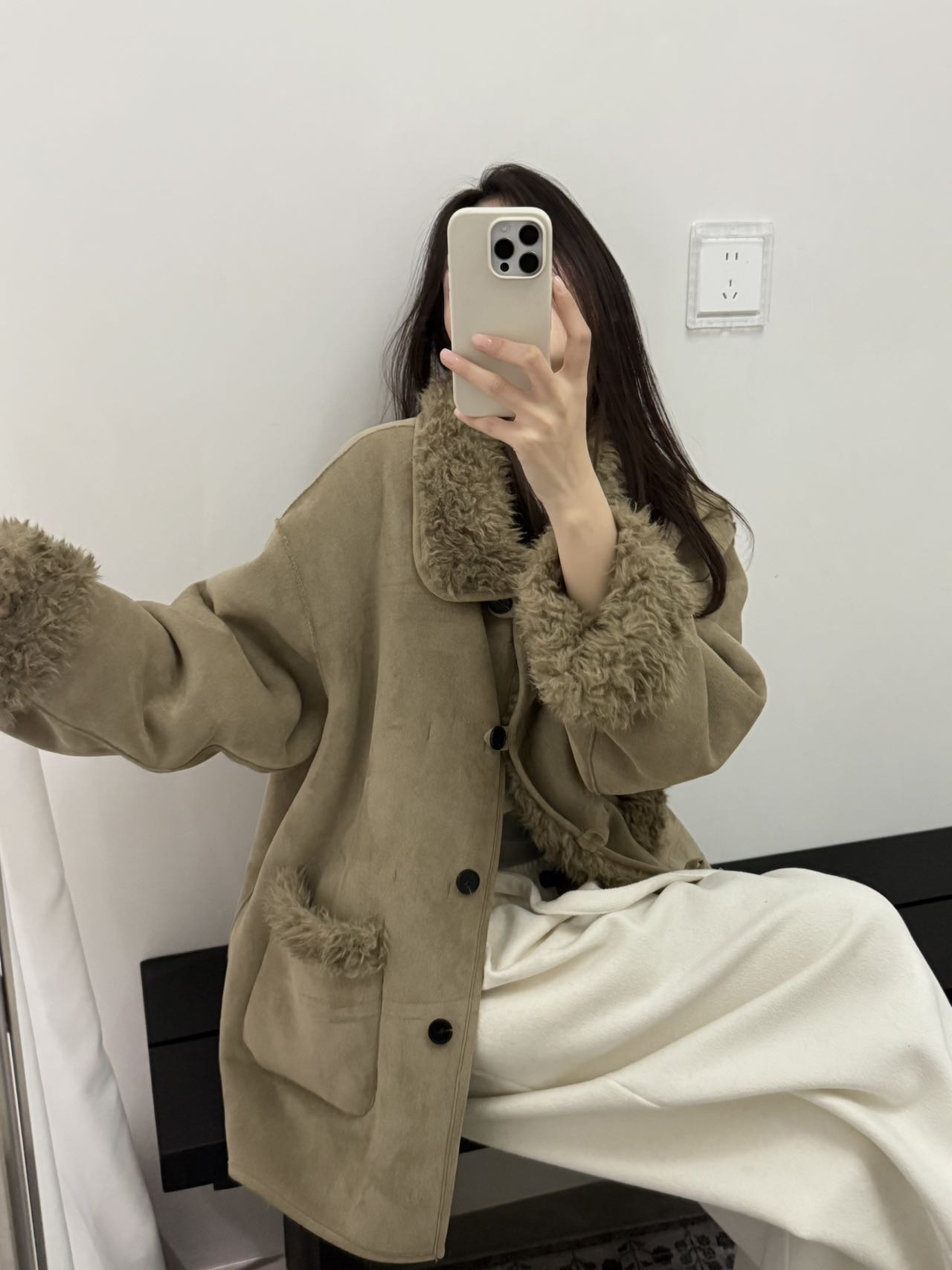 OF2025冬新款宽松显瘦加厚保暖麂皮绒两面穿羊羔毛外套女皮毛一体