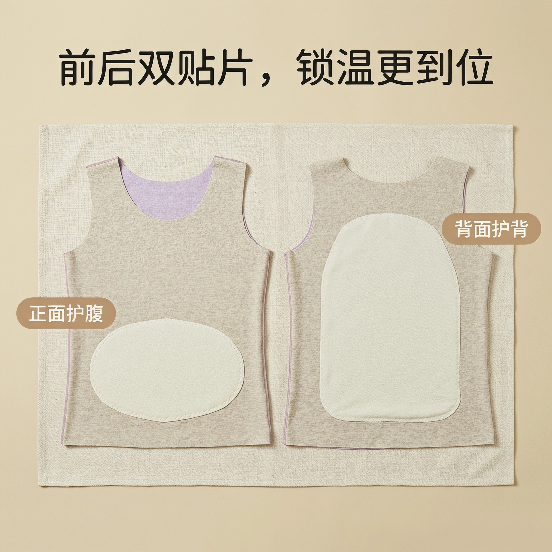 贴片保暖背心男女蚕丝绵羊毛无袖德绒发热内衣打底加绒马甲可外穿