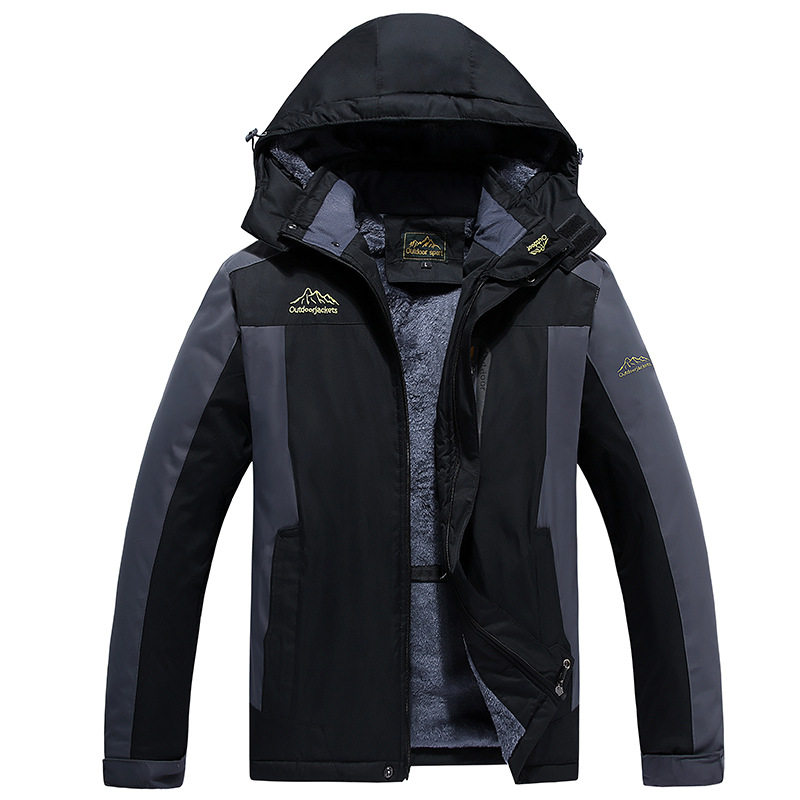 冲锋衣男加绒加厚户外棉衣防风保暖防水滑雪服大码登山服外套