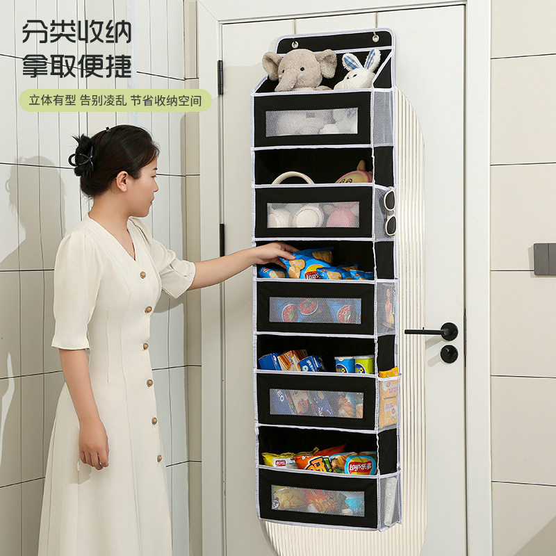 门后收纳挂袋壁挂式大容量储物挂袋多层玩具杂物袋可折叠带窗门后