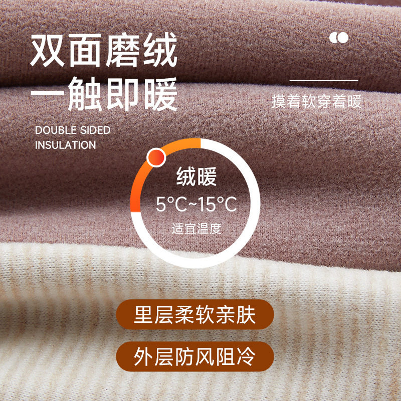 中老年人羊毛蚕丝保暖内衣套装女绒德发热妈妈装打底秋衣秋裤磨毛