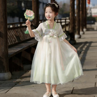 汉服女童2026夏儿童古风超仙公主裙子女孩荷花刺绣国风古装 连衣裙