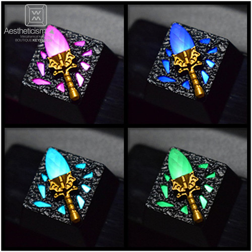 蓝杖透光个性铝合金阳极多色键帽