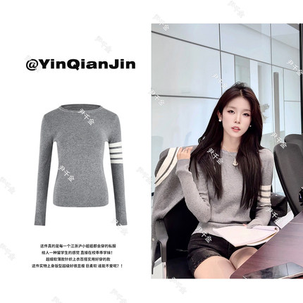【乖乖学妹】尹千金学院风tb百搭宽松圆领套头针织衫上衣F071615