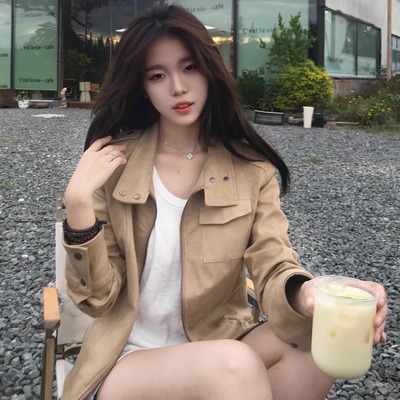 尹千金【曼城旧事】美式复古短款夹克外套女春W257319