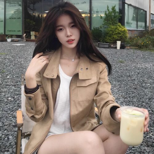 尹千金【曼城旧事】美式复古短款夹克外套女春W257319