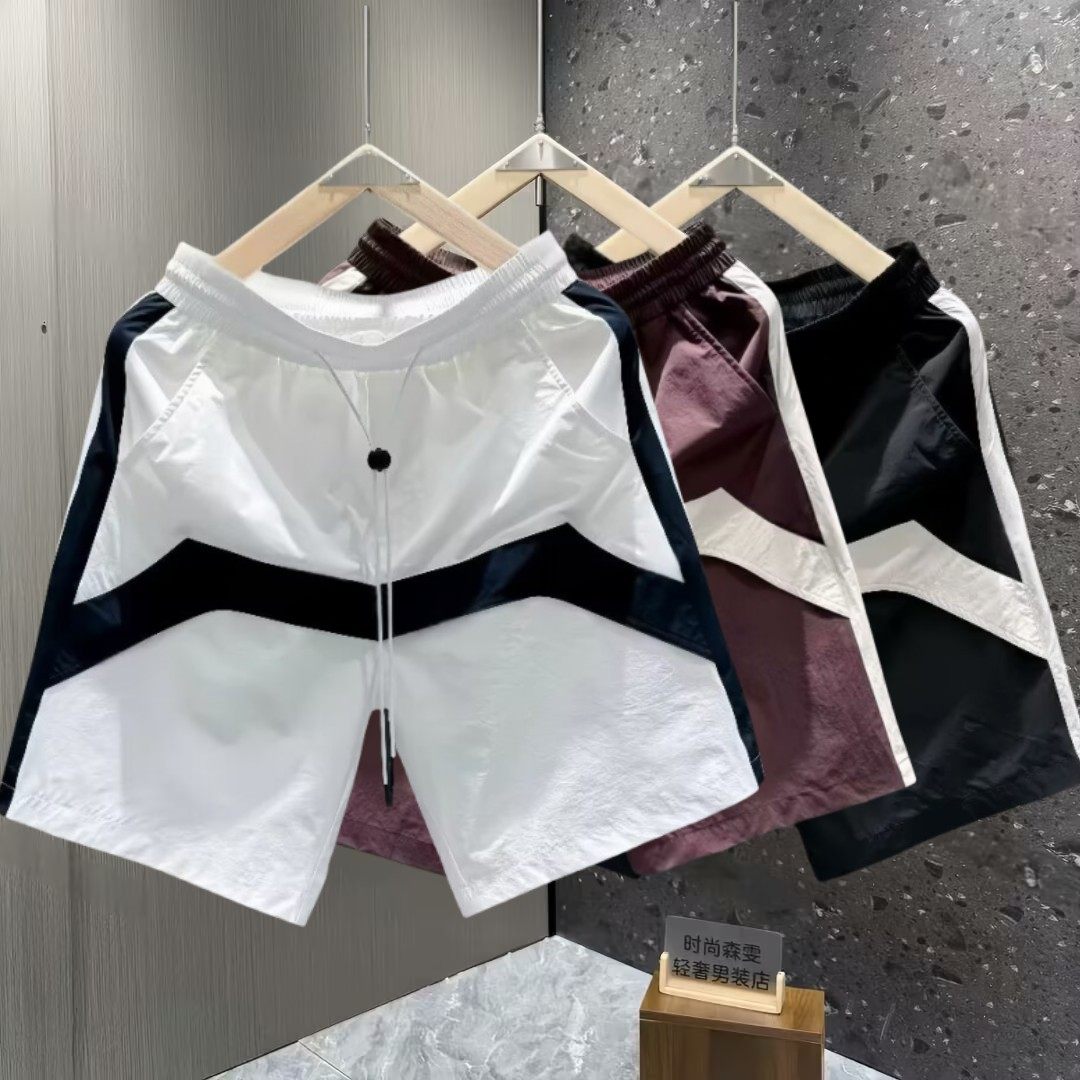 休闲拼色短裤男青年夏季宽松直筒工装五分裤学生打球运动大裤衩潮,男装,短裤,淘宝优惠券,粉丝福利购,淘宝优惠卷