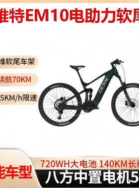 骓特CYCTRAC电助力EM10软尾山地自行车中置八方电机500W碳纤维