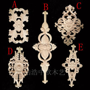 东阳木雕木质家具欧式贴花实木家具配件木制雕花片背景门心长贴花