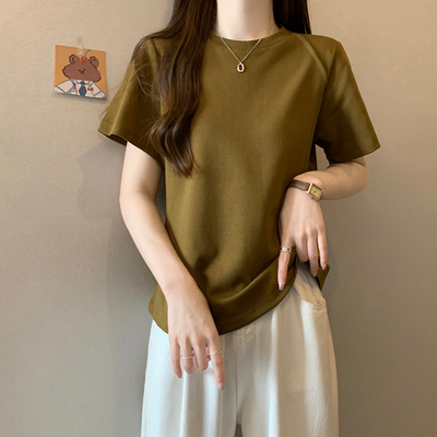 2025新款宽松正肩T恤女上衣