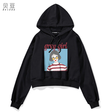 卫衣女初秋韩版 上衣 潮宽松连帽小个子长袖 薄款 2019秋季 高腰短款