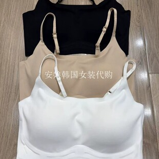 欧货安娘韩国代购女装夏细肩带无痕粉底液固定杯美背抹胸内衣女潮