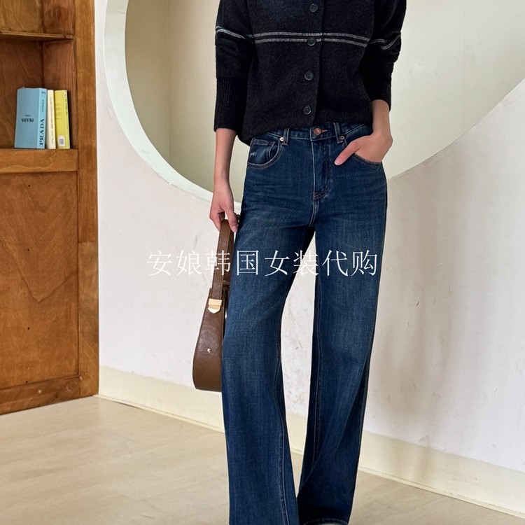 时尚百搭直筒纽扣通勤牛仔裤