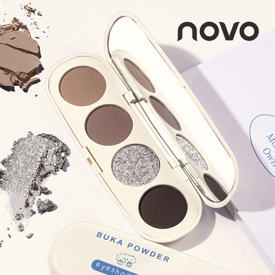 NOVO6100眼熠睛彩四色眼影碎钻哑光防水防汗平价小巧便捷学生党