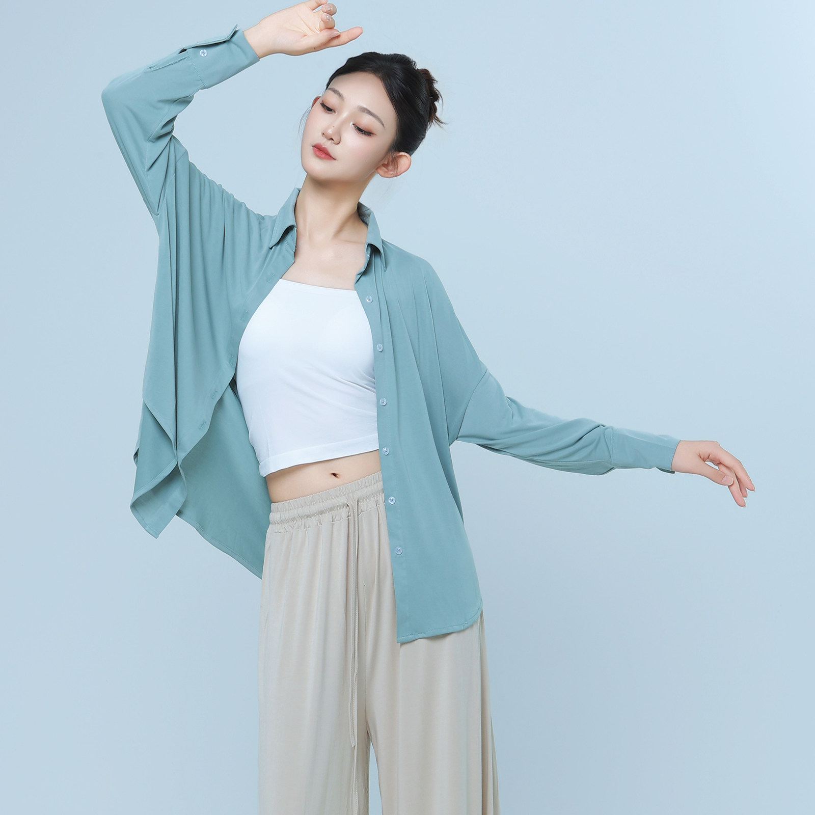 朵棠现代舞衬衫女上衣飘逸宽松中国古典舞衬衣形体舞蹈练功服新图片