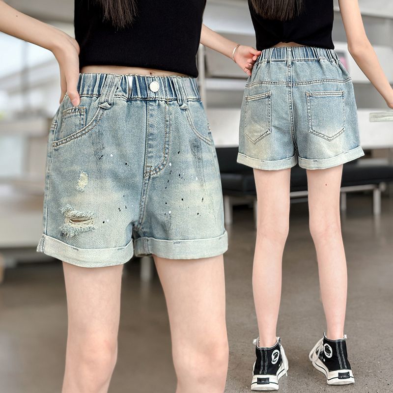 女童夏季牛仔短裤2026新款中大童百搭破洞休闲裤儿童薄款女孩外穿