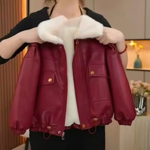 女童加绒皮衣外套冬季新款儿童韩版加厚棉衣女孩洋气秋冬夹克上衣