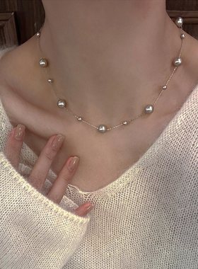 金町间珠满天星珍珠项链女款纯银锁骨链毛衣链轻奢高级感2025新款