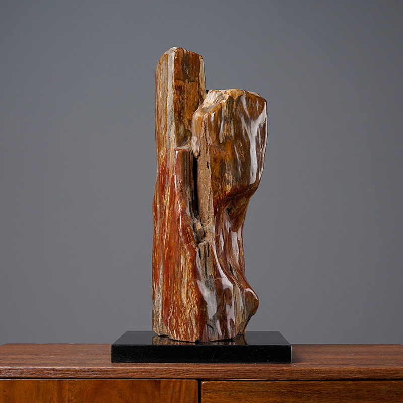 红色树化玉摆件新中式客厅家居装饰品玄关桌面小摆件送礼收藏