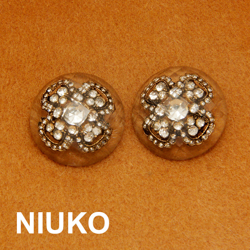 NIUKO 精致高档树脂闪钻金属大衣纽扣皮草轻奢华女装钮扣子辅料扣