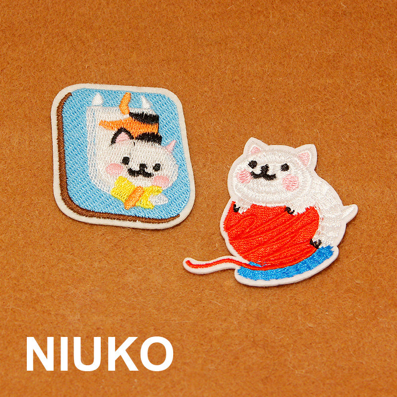 niuko 布贴 精致彩色卡通儿童diy破洞贴布标贴可爱喵猫猫萌滚线球