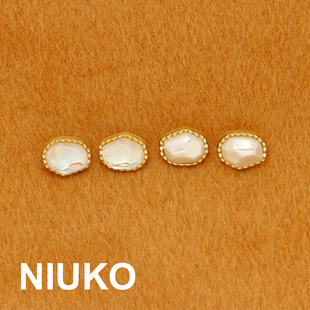 NIUKO 扣 小香风珍珠白色金属异形衬衫 针织纽扣子高档精致钮扣服装