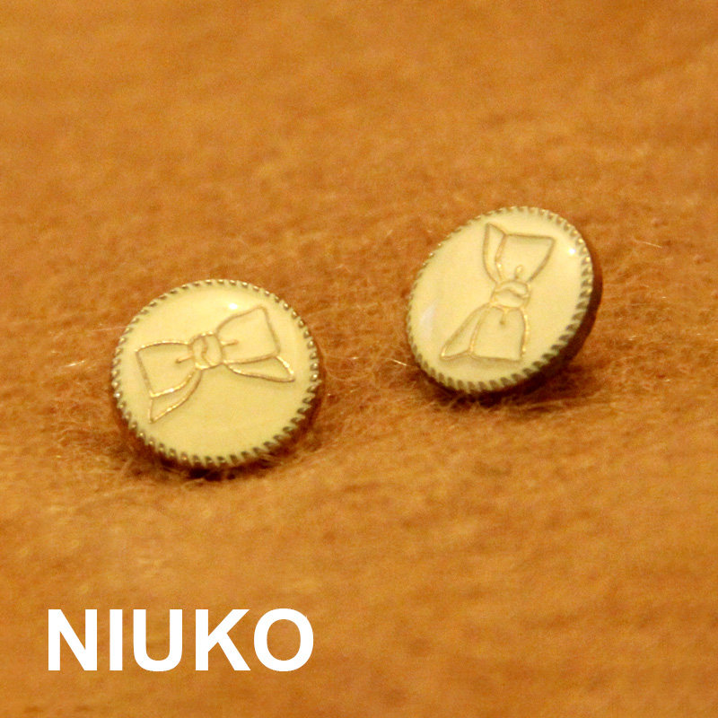 NIUKO辅料 可爱蝴蝶结小 金属纽扣珍珠白甜美 金色钮扣子专卖