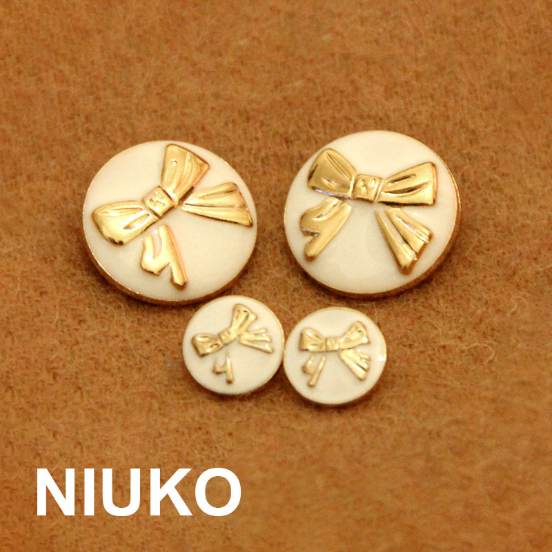 NIUKO辅料 纽扣子白色合金属大衣专卖金色钮扣子蝴蝶结DIY甜美