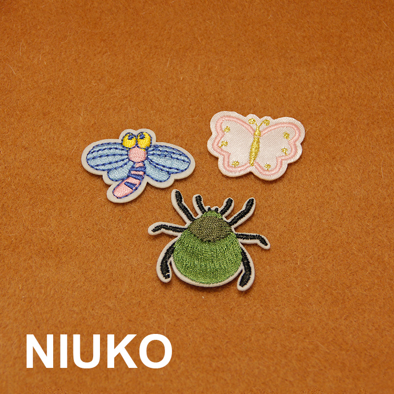 NIUKO 布贴 手帐补丁可爱卡通刺绣昆虫蝴蝶蜘蛛蜻蜓DIY破洞贴布标