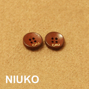 NIUKO服饰辅料 棕红色木扣子纽扣针织钮扣春秋四眼原木扣DIY森系