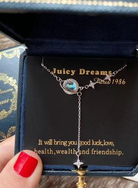 法国轻奢流星星球月光石纯银项链