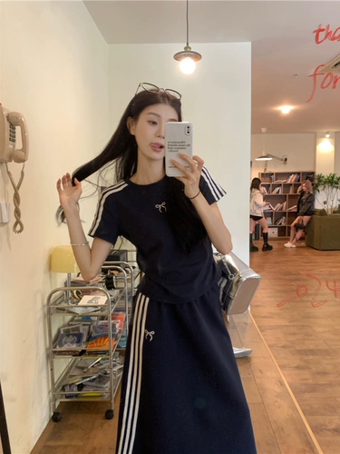 Летняя футболка, спортивный костюм, юбка, большой размер, по фигуре