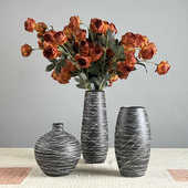 景德镇陶瓷花瓶黑釉水培花瓶高级感侘寂风简约干花插花装 饰品摆件