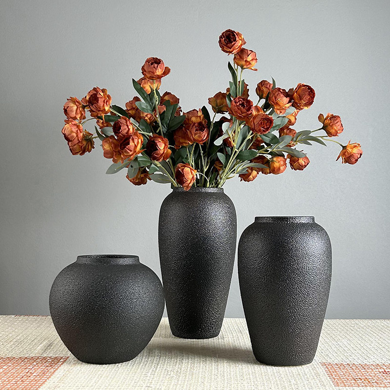 复古禅意粗陶瓷花瓶室内桌面干花插花花器民宿日式侘寂风古朴花器,家居饰品,花瓶,淘宝优惠券,粉丝福利购,淘宝优惠卷