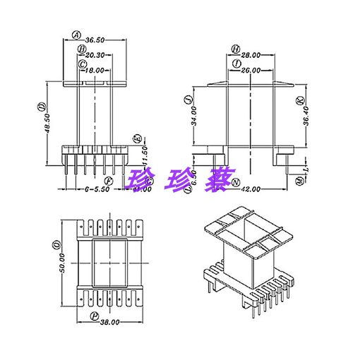 EE55-25磁芯+骨架立式骨架7+7