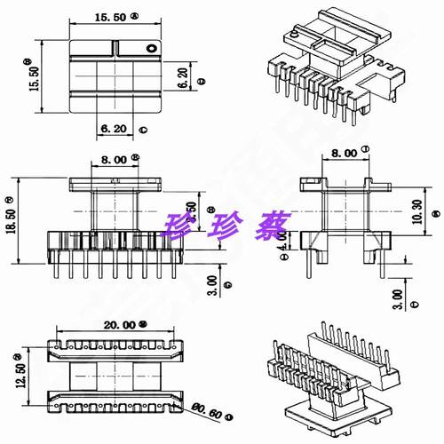 EE22高频变压器磁芯骨架立式9+9