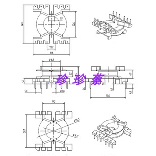 PQ3216变压器磁芯骨架立式6+6针PQ3216高频骨架磁芯