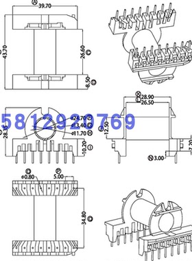 ER3542变压器磁芯骨架EC35卧式单槽8+8针