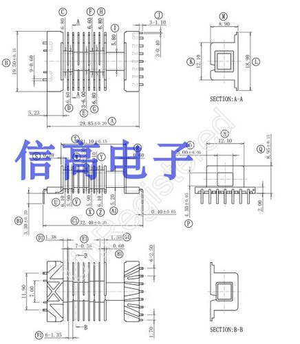 EEL19磁芯骨架卧式多槽4+7针L脚